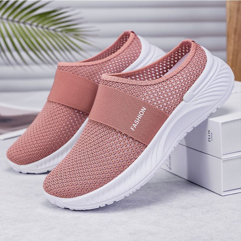 Women'S Summer Casual Shoes, Breathable And Non-Stuffy Mesh Shoes, Slip-Ons And Half Slippers, Soft Soles, Non-Tiring Shoes, Lazy Shoes