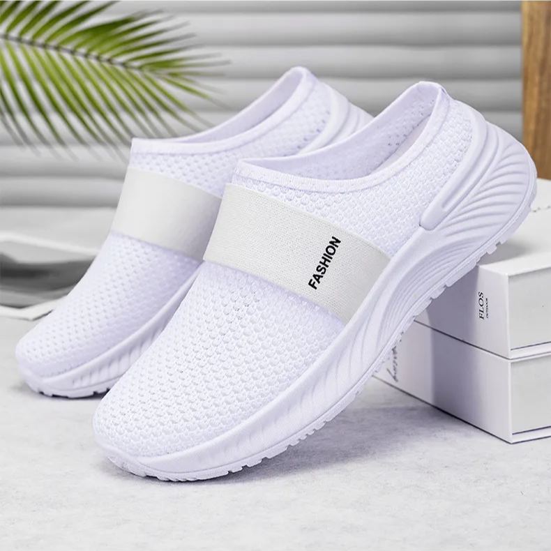Women'S Summer Casual Shoes, Breathable And Non-Stuffy Mesh Shoes, Slip-Ons And Half Slippers, Soft Soles, Non-Tiring Shoes, Lazy Shoes