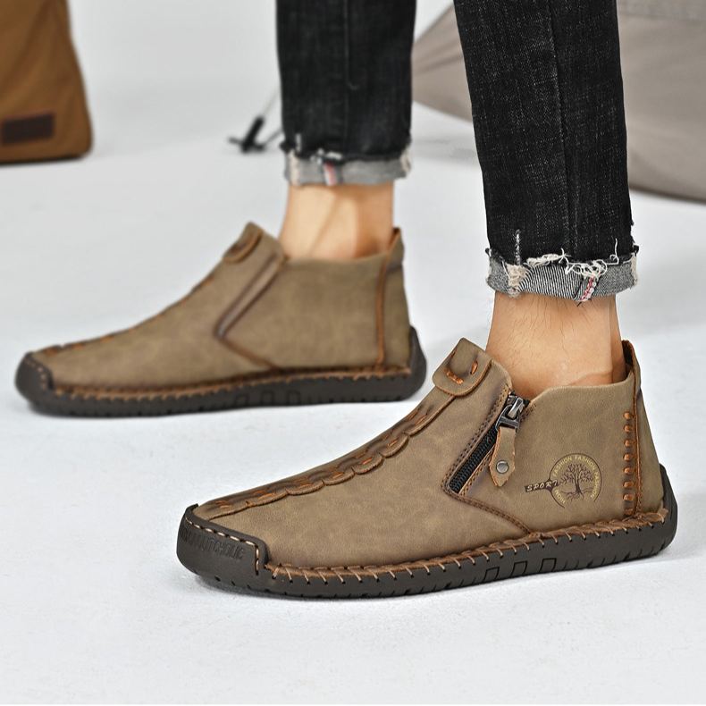 Abfuber M1120 Handmade Leather Men Shoes Casual Slip On Loafers