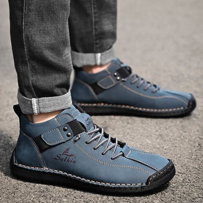 Autumn And Winter New Large Size Short Boots Men'S Hand-Stitched Leather Shoes Foreign Trade Casual Cross-Border Martin Boots Men'S Lazy Shoes