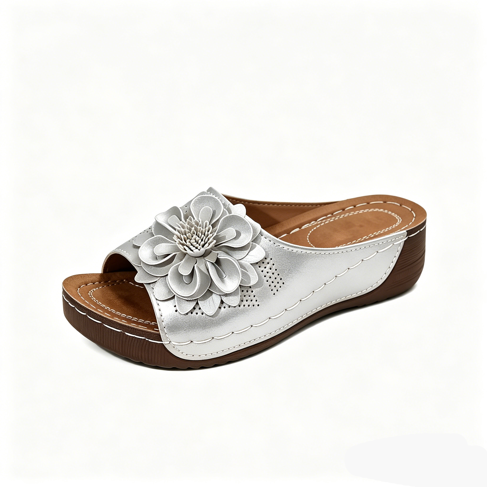 Women's Floral Decor Comfort Wedge Sandals