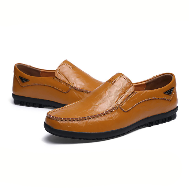 Mens Dress Shoes Leather Men Casual Shoes Brand Mens Loafers Slip on Driving Shoes(Red-Brown,10.5)
