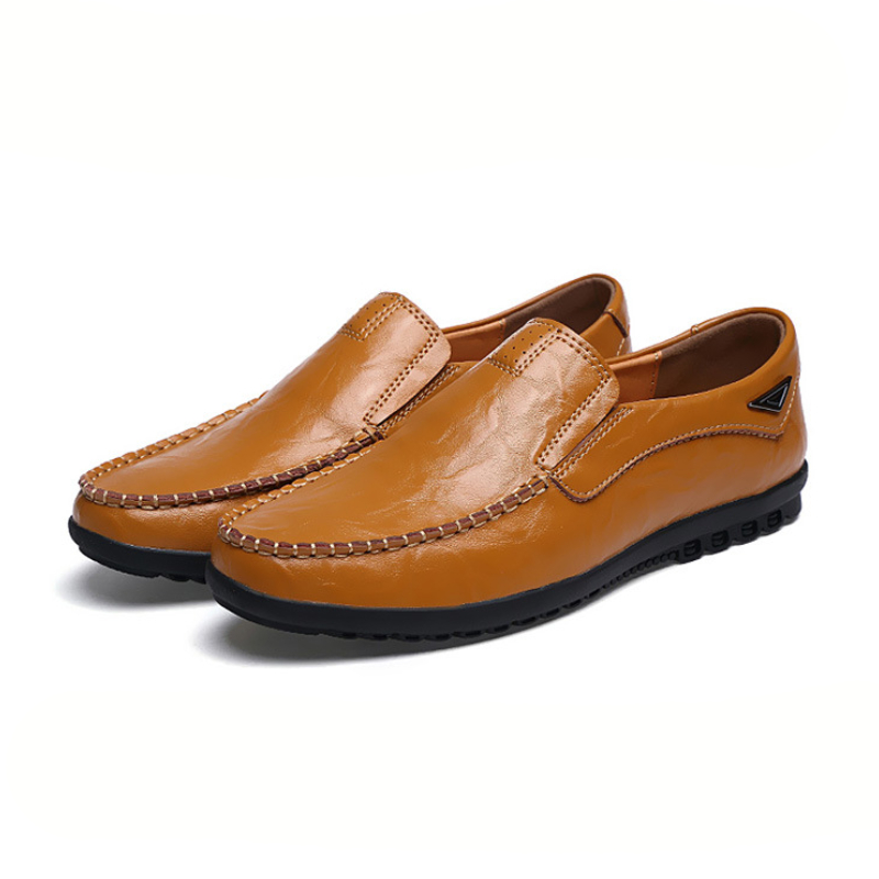 Mens Dress Shoes Leather Men Casual Shoes Brand Mens Loafers Slip on Driving Shoes(Red-Brown,10.5)