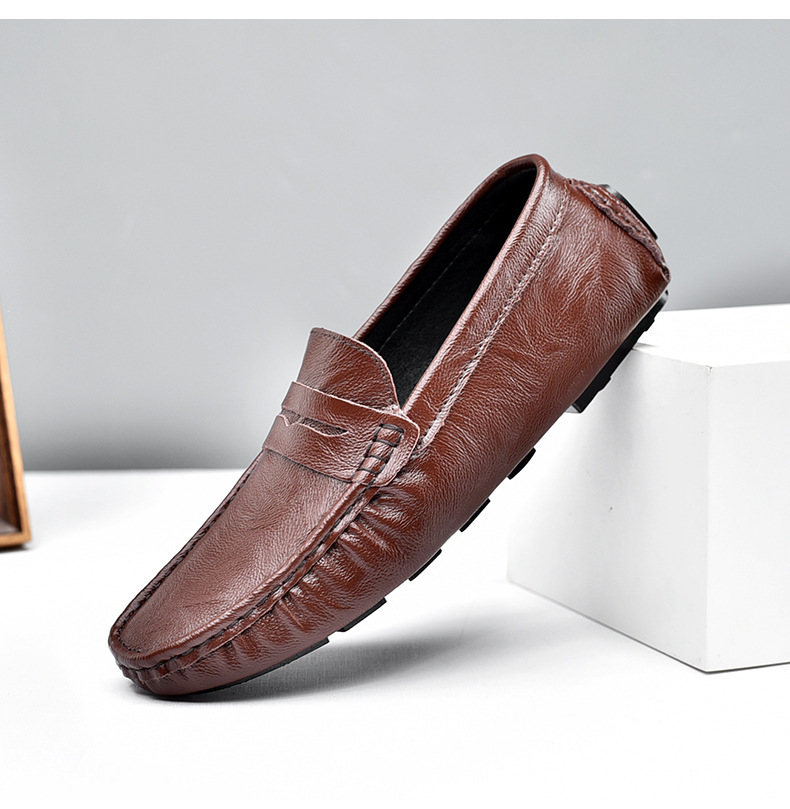 LEADER SHOW Men's Casual Loafers Moccasin Slip on Flats Boat Casual Dress Driving Shoes