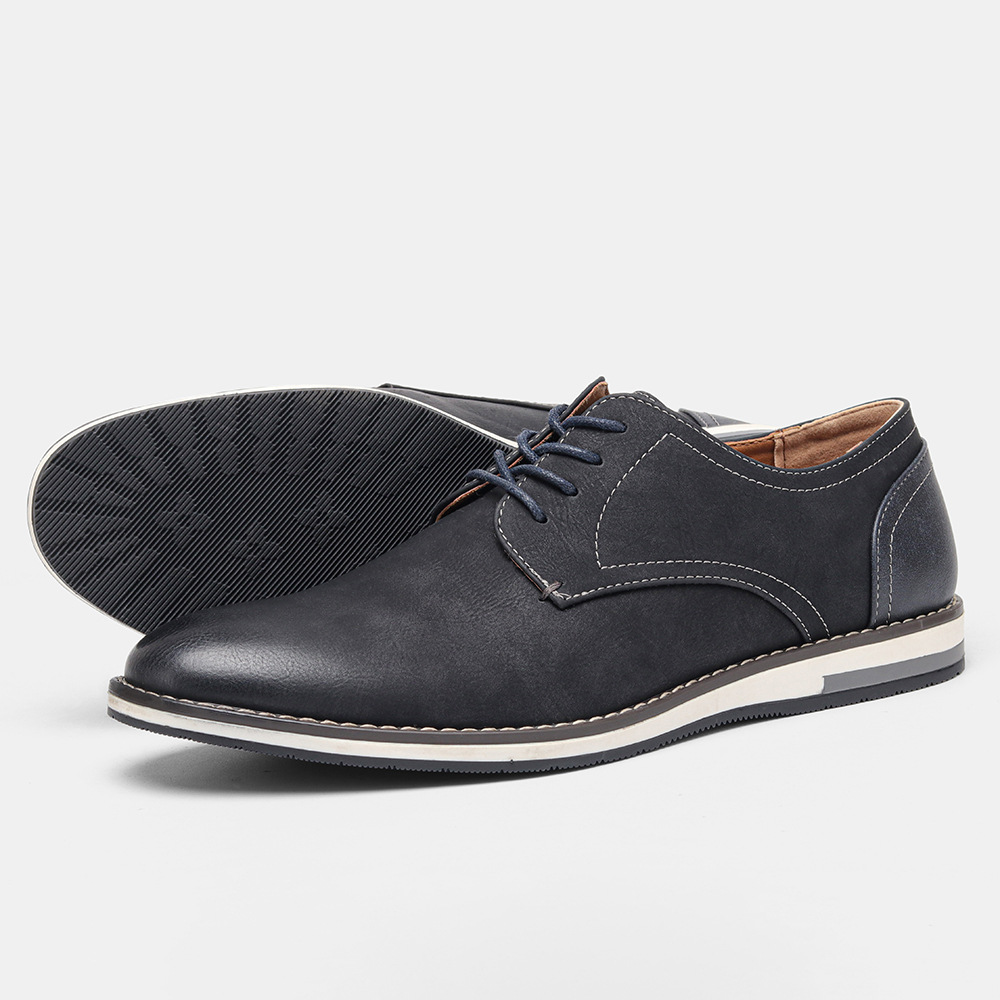 Extra Wide Men’s Leather Shoes – Breathable & Comfortable Casual Footwear