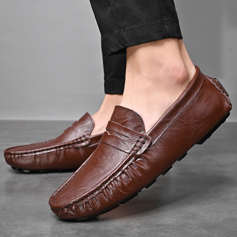LEADER SHOW Men's Casual Loafers Moccasin Slip on Flats Boat Casual Dress Driving Shoes