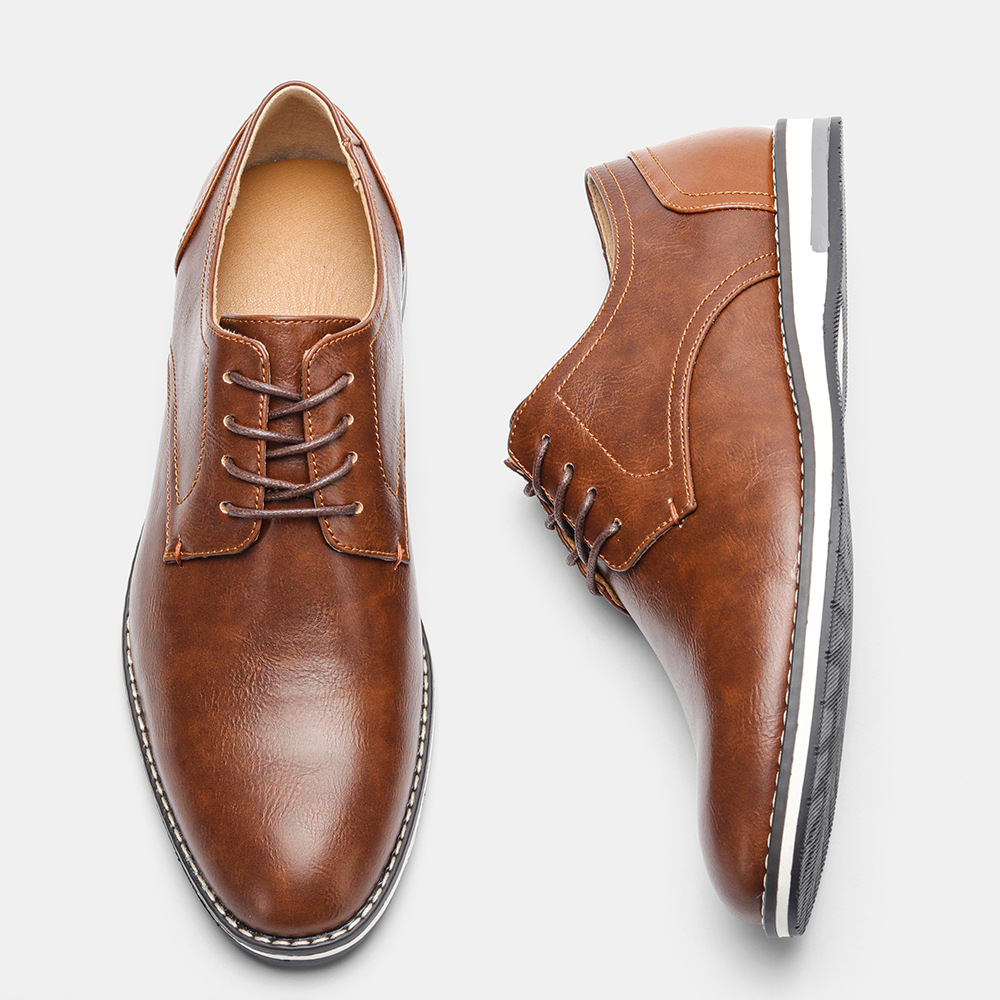 Extra Wide Men’s Leather Shoes – Breathable & Comfortable Casual Footwear