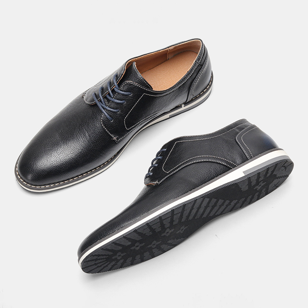 Extra Wide Men’s Leather Shoes – Breathable & Comfortable Casual Footwear