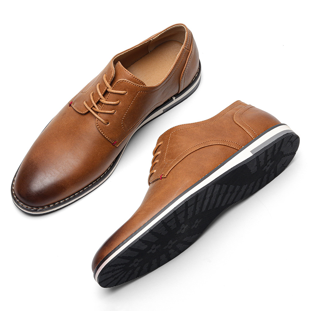 Extra Wide Men’s Leather Shoes – Breathable & Comfortable Casual Footwear