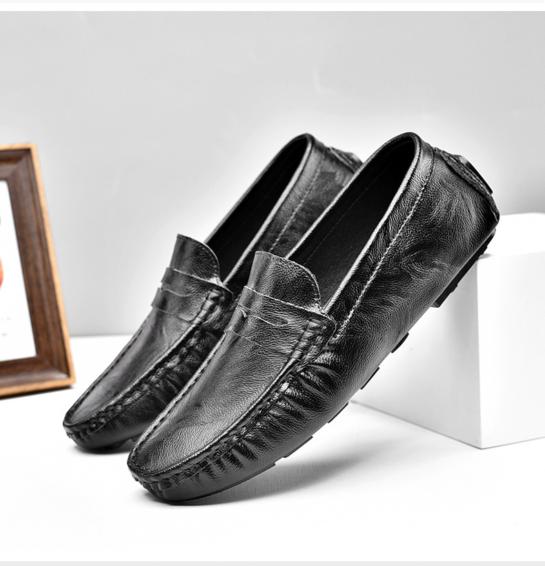 LEADER SHOW Men's Casual Loafers Moccasin Slip on Flats Boat Casual Dress Driving Shoes