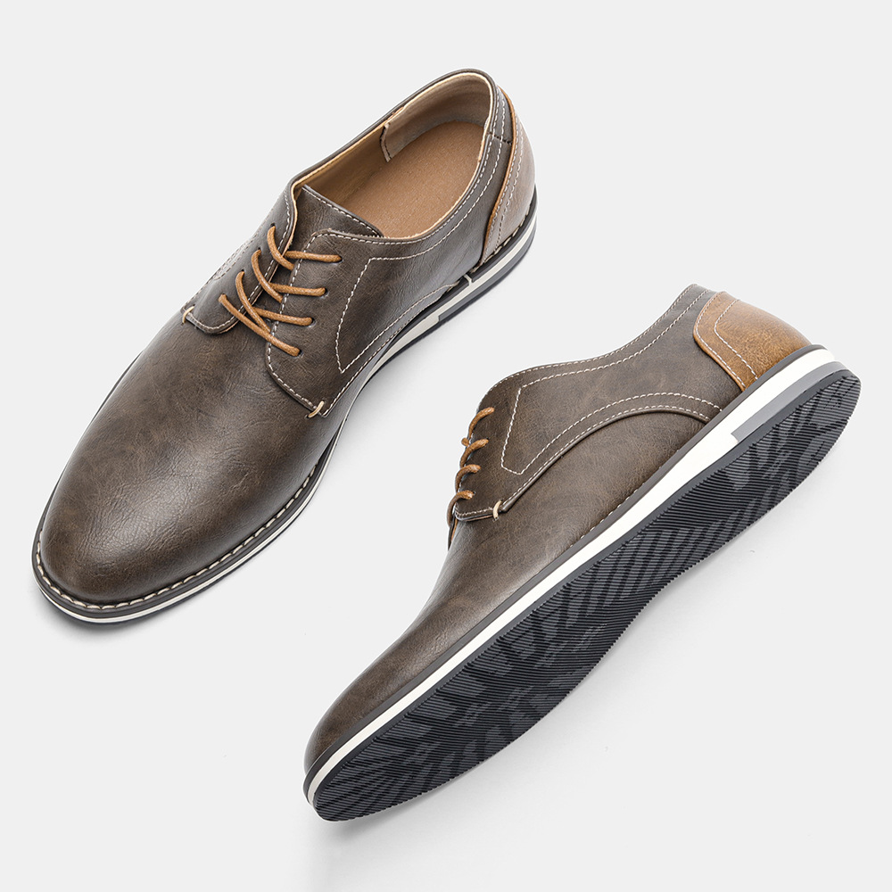 Extra Wide Men’s Leather Shoes – Breathable & Comfortable Casual Footwear