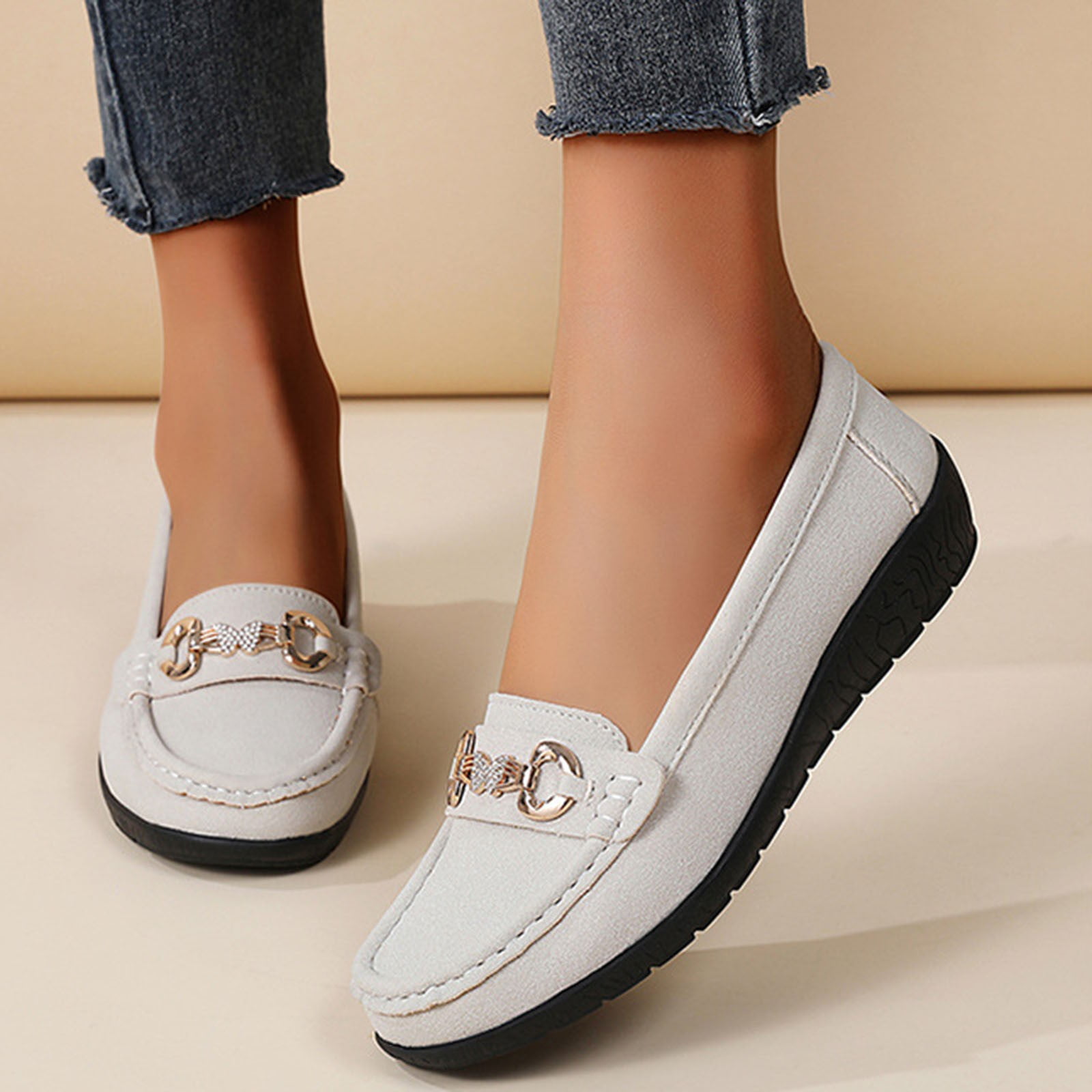 Wine Flocked Slip On Loafers For Women With Non Slip Bottom Lightweight And Comfortable Ideal For Daily Use And Light Activities