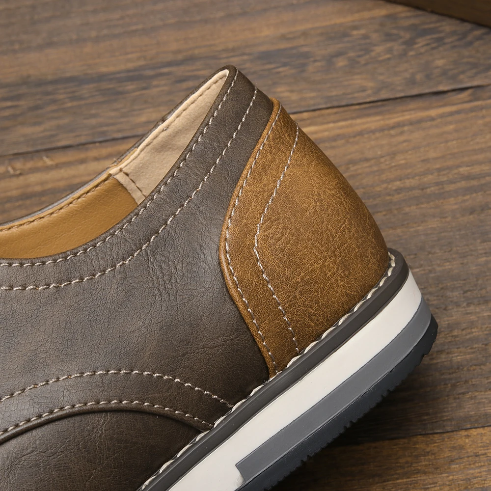 Extra Wide Men’s Leather Shoes – Breathable & Comfortable Casual Footwear