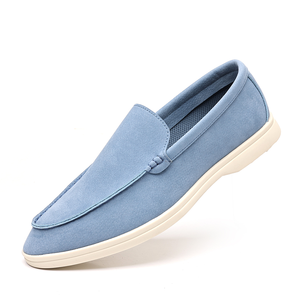 Santimon Men's Suede Loafers Slip-On Casual Shoes Soft Flat Sole Comfortable Driving Office Shoe