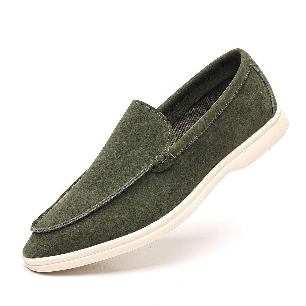 Santimon Men's Suede Loafers Slip-On Casual Shoes Soft Flat Sole Comfortable Driving Office Shoe