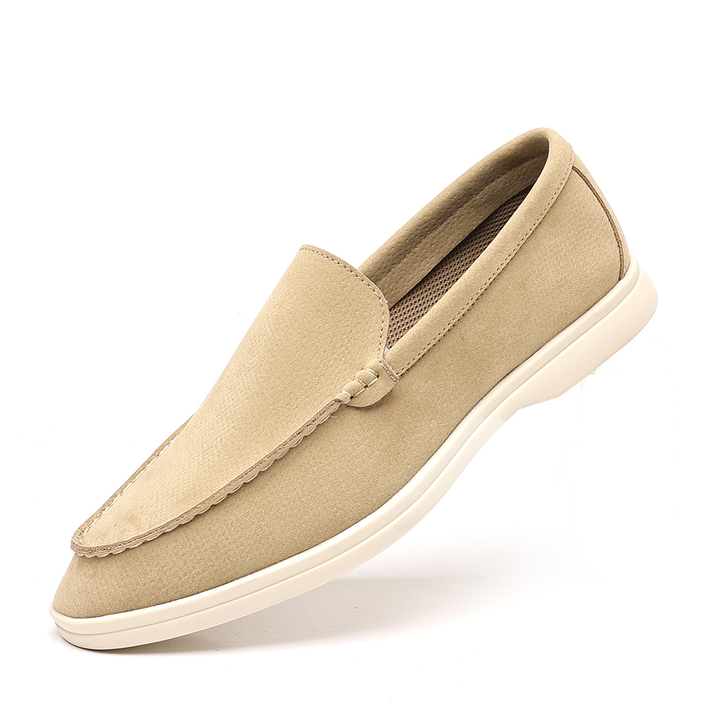 Santimon Men's Suede Loafers Slip-On Casual Shoes Soft Flat Sole Comfortable Driving Office Shoe