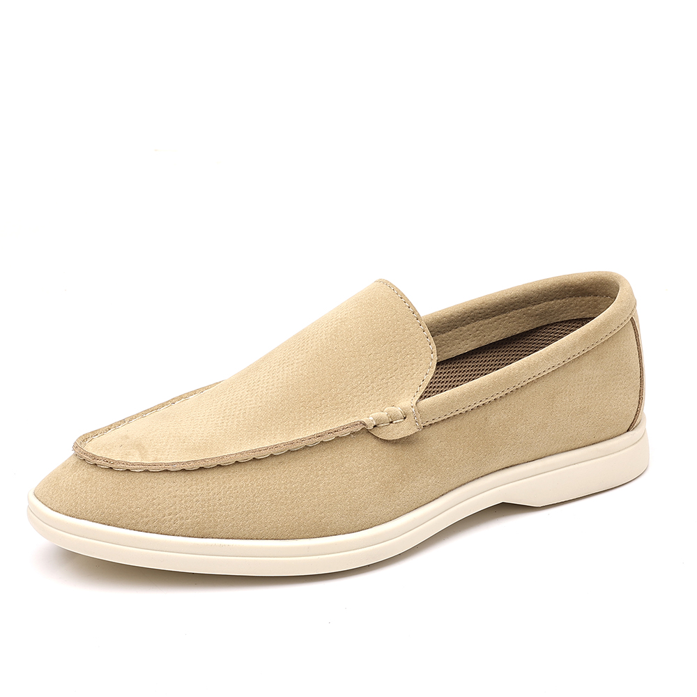 Santimon Men's Suede Loafers Slip-On Casual Shoes Soft Flat Sole Comfortable Driving Office Shoe