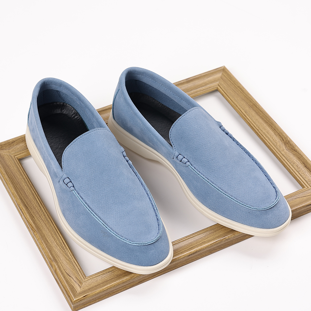 Santimon Men's Suede Loafers Slip-On Casual Shoes Soft Flat Sole Comfortable Driving Office Shoe