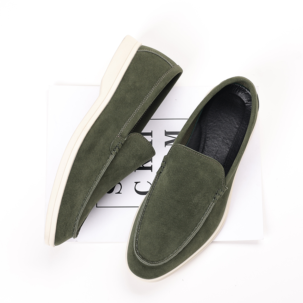 Santimon Men's Suede Loafers Slip-On Casual Shoes Soft Flat Sole Comfortable Driving Office Shoe