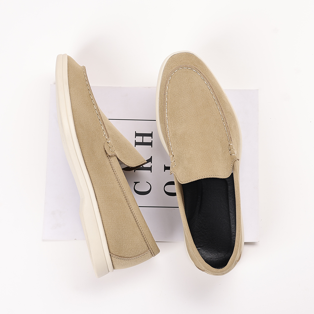 Santimon Men's Suede Loafers Slip-On Casual Shoes Soft Flat Sole Comfortable Driving Office Shoe