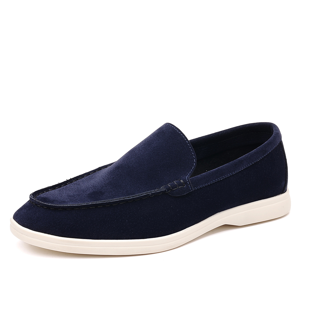 Santimon Men's Suede Loafers Slip-On Casual Shoes Soft Flat Sole Comfortable Driving Office Shoe