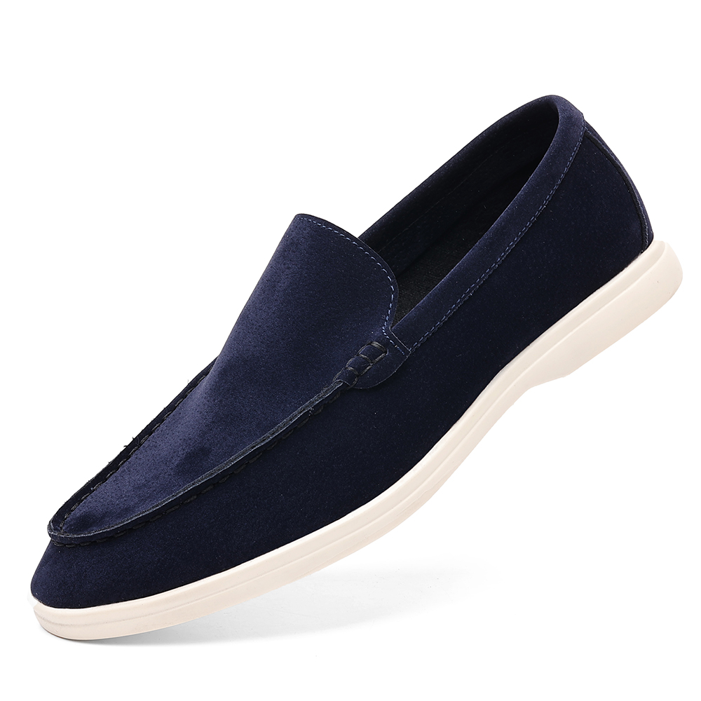Santimon Men's Suede Loafers Slip-On Casual Shoes Soft Flat Sole Comfortable Driving Office Shoe