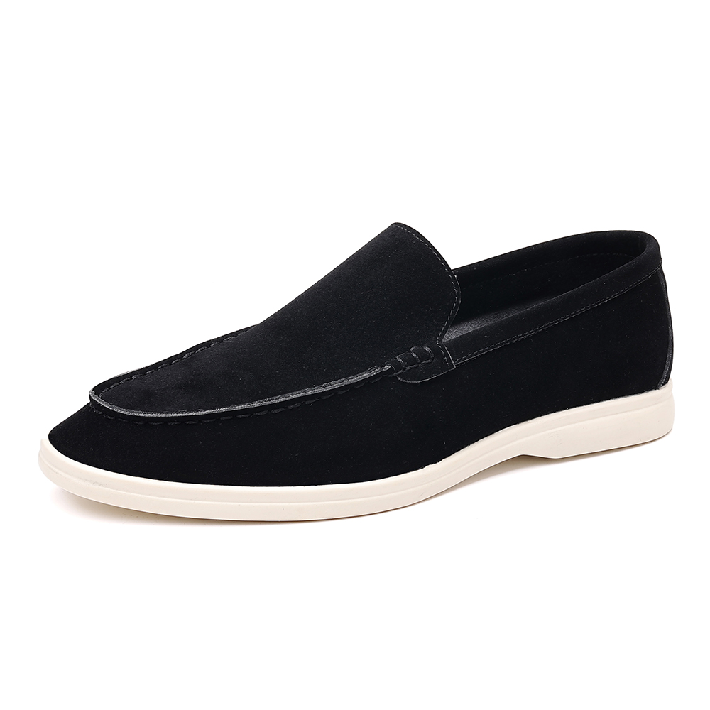 Santimon Men's Suede Loafers Slip-On Casual Shoes Soft Flat Sole Comfortable Driving Office Shoe