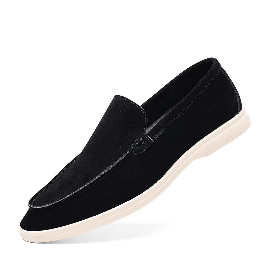 Santimon Men's Suede Loafers Slip-On Casual Shoes Soft Flat Sole Comfortable Driving Office Shoe