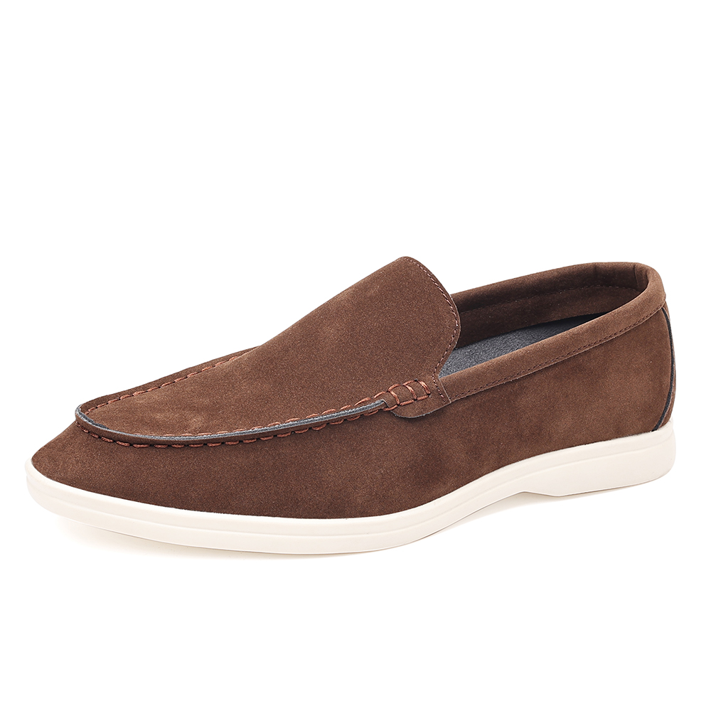 Santimon Men's Suede Loafers Slip-On Casual Shoes Soft Flat Sole Comfortable Driving Office Shoe