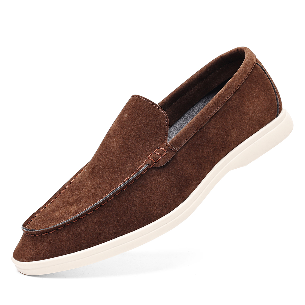 Santimon Men's Suede Loafers Slip-On Casual Shoes Soft Flat Sole Comfortable Driving Office Shoe