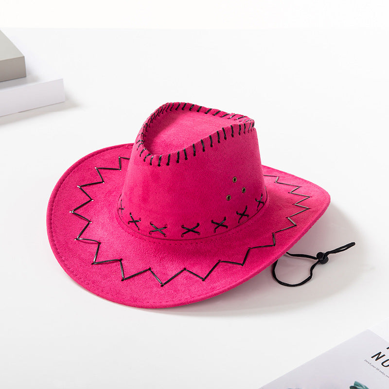 Unisex Faux Suede Western Cowboy Hat – Wide Brim for Costume & Party