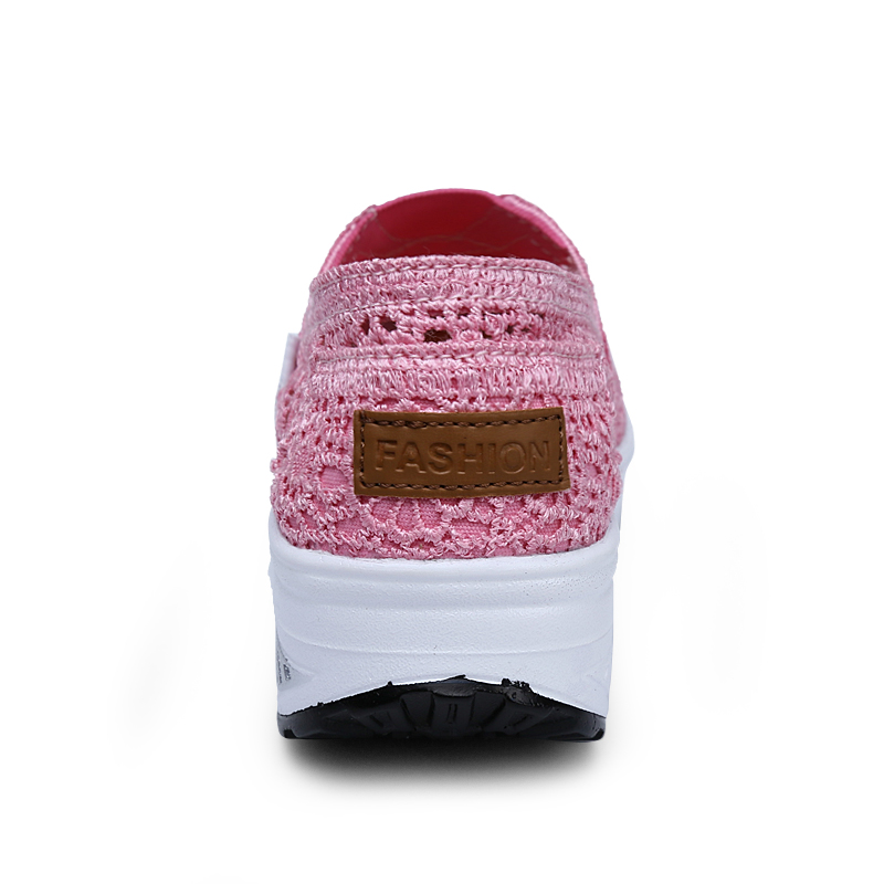 Women's Floral Embroidery Lace Mesh Air Cushion Sneakers,Comfortable Orthopedic Diabetic Walking Toning Shoes Breathable Slip On Platform Loafers Casual Fashion Rocker Shoes