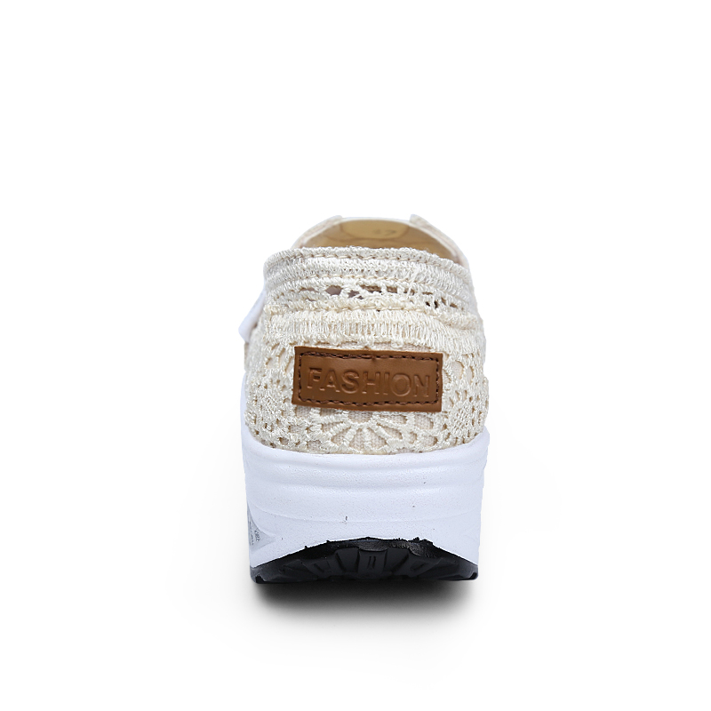 Women's Floral Embroidery Lace Mesh Air Cushion Sneakers,Comfortable Orthopedic Diabetic Walking Toning Shoes Breathable Slip On Platform Loafers Casual Fashion Rocker Shoes