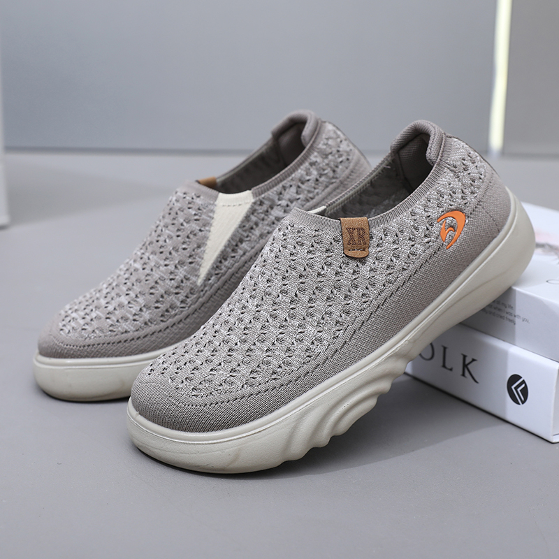 Women's Soft Orthopedic Shoes Breathable Woven Go Walking Slip On Foam Shoes Arch Support Hands Slip in Chunky Wedge
