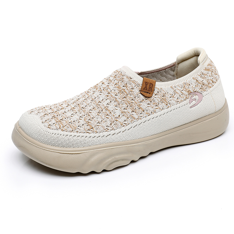 Women's Soft Orthopedic Shoes Breathable Woven Go Walking Slip On Foam Shoes Arch Support Hands Slip in Chunky Wedge