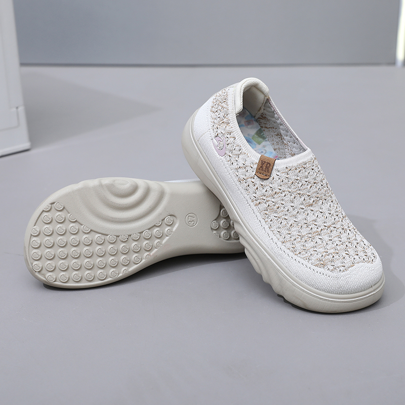 Women's Soft Orthopedic Shoes Breathable Woven Go Walking Slip On Foam Shoes Arch Support Hands Slip in Chunky Wedge