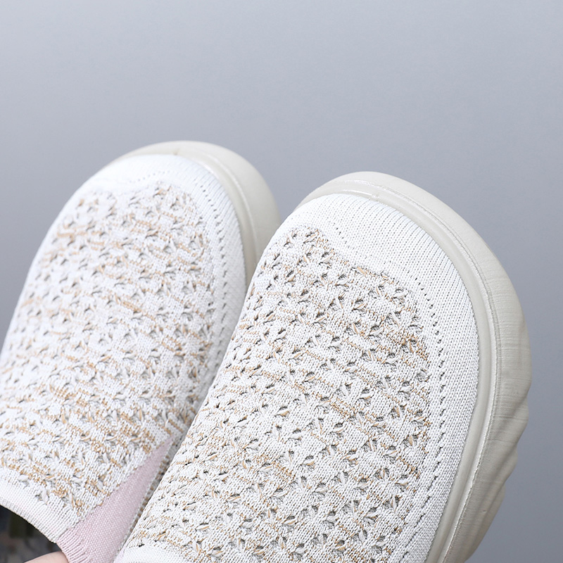 Women's Soft Orthopedic Shoes Breathable Woven Go Walking Slip On Foam Shoes Arch Support Hands Slip in Chunky Wedge