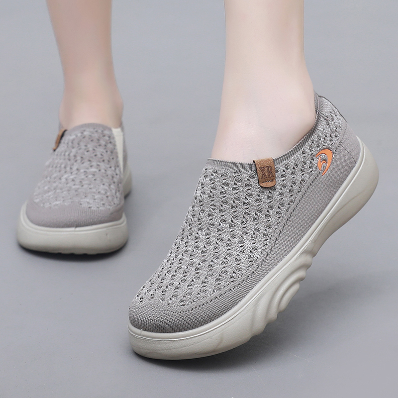 Women's Soft Orthopedic Shoes Breathable Woven Go Walking Slip On Foam Shoes Arch Support Hands Slip in Chunky Wedge