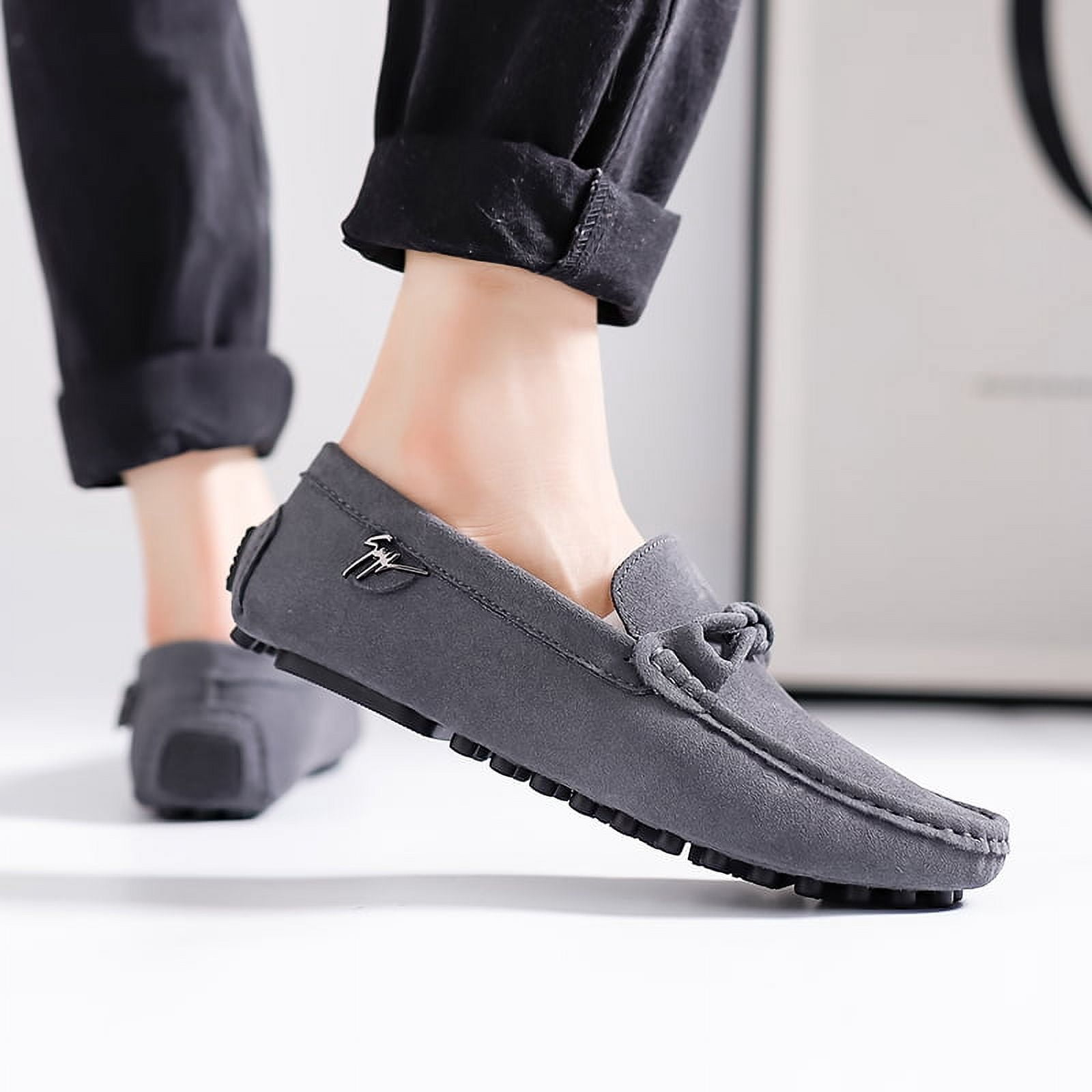 Big Size Men's Casual Loafers Slip On Leather Shoes Comfortable Lightweight Driving Shoes Male Moccasins Classic Penny Loafer Flats Boat Shoes Outdoor Walking Shoes