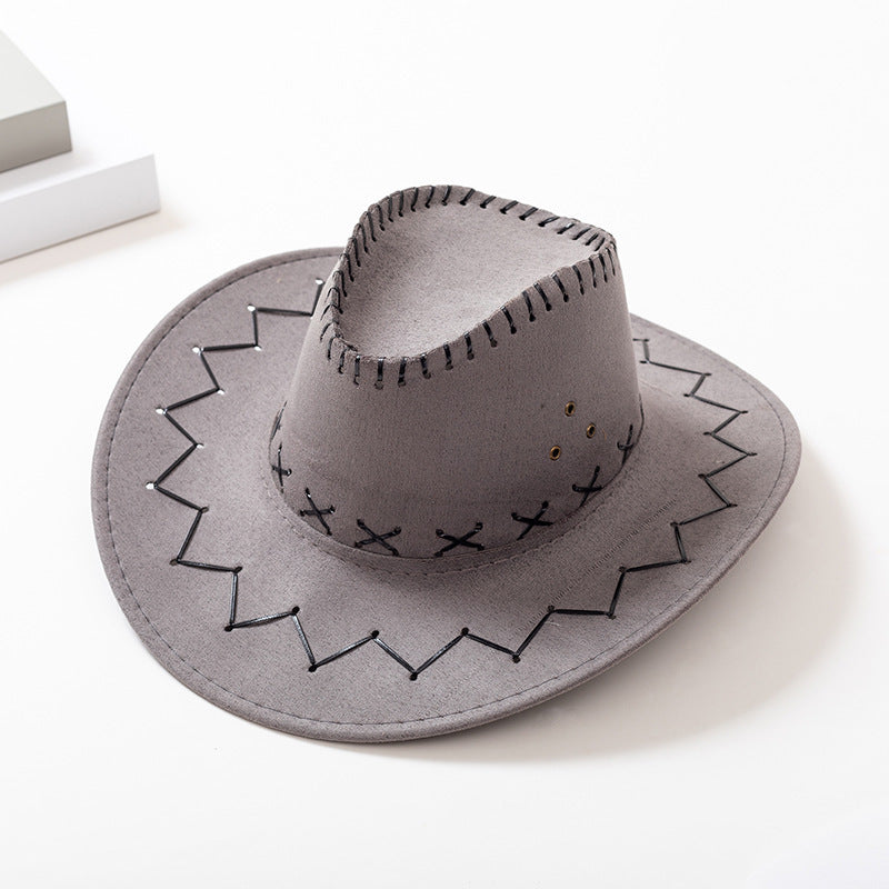 Unisex Faux Suede Western Cowboy Hat – Wide Brim for Costume & Party