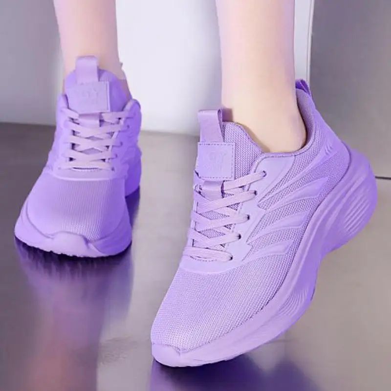 Orange Casual Shoes Women Breathable Mesh Thick Sole Sneakers Ladies Tennis Shoes Lightweight 2026 Spring Outdoors Walking Shoes