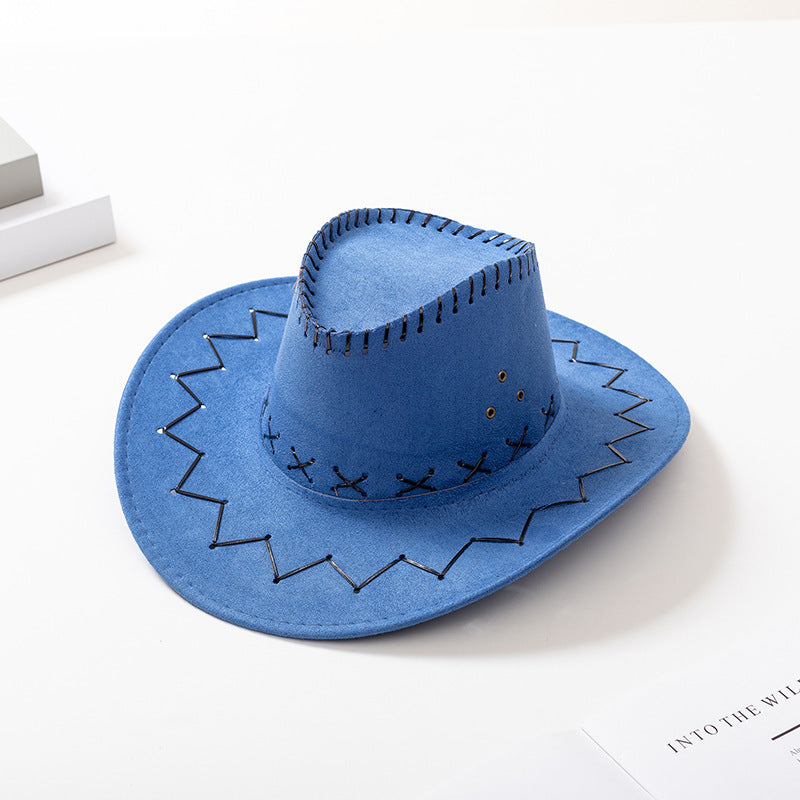 Unisex Faux Suede Western Cowboy Hat – Wide Brim for Costume & Party