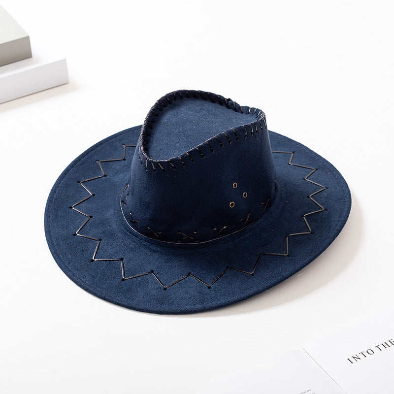 Unisex Faux Suede Western Cowboy Hat – Wide Brim for Costume & Party