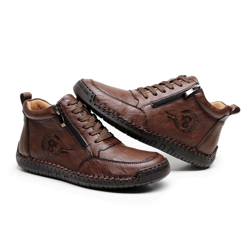 Men's Vintage Motorcycle Work Boots – Handcrafted,Waterproof,Slip-Resistant,Durable Outdoor Footwear