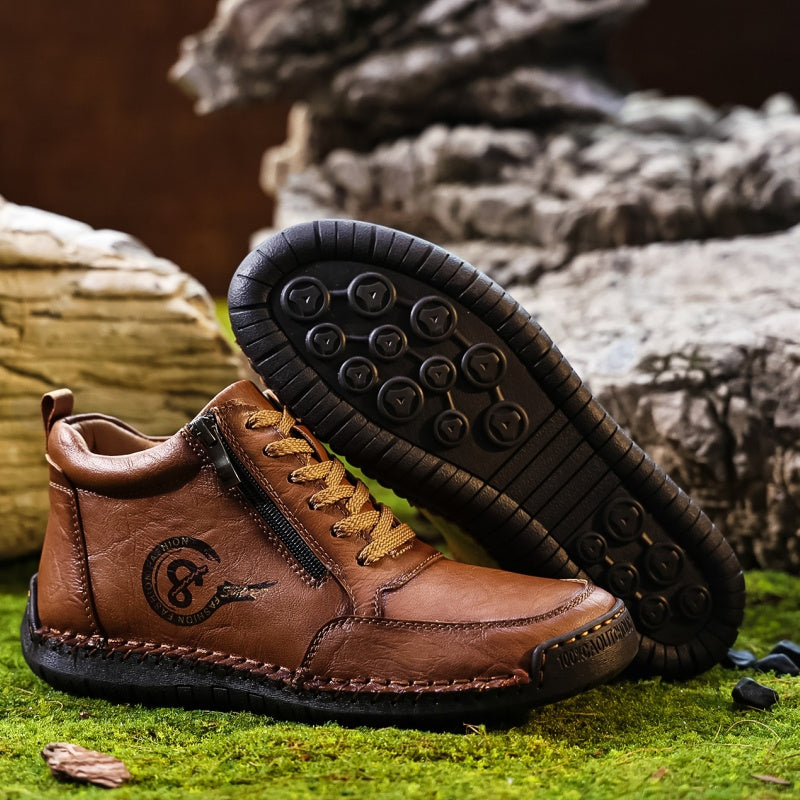 Men's Vintage Motorcycle Work Boots – Handcrafted,Waterproof,Slip-Resistant,Durable Outdoor Footwear