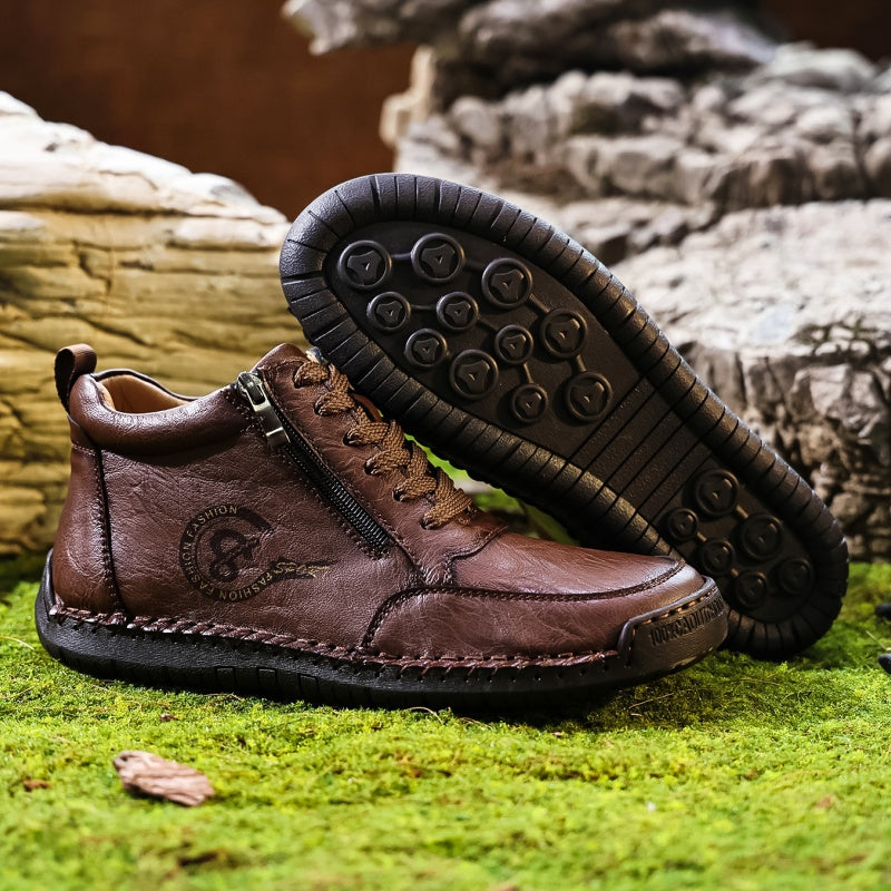 Men's Vintage Motorcycle Work Boots – Handcrafted,Waterproof,Slip-Resistant,Durable Outdoor Footwear