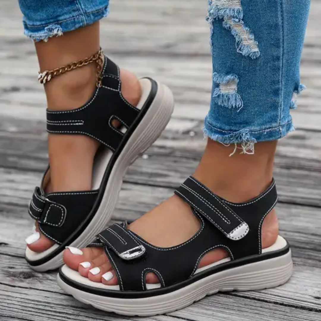 CMF Women Orthopedic Sandals Breathable Arch-support Waterproof Leather Summer Velcro
