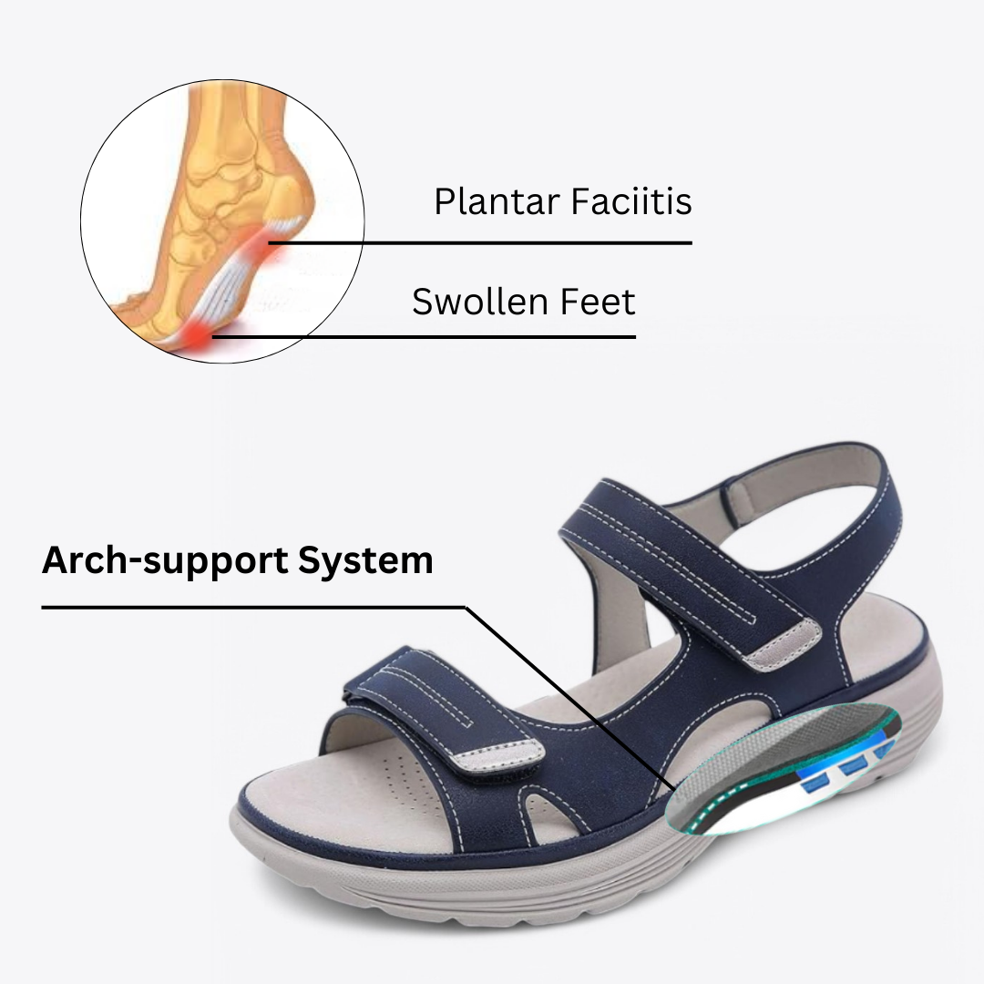 CMF Women Orthopedic Sandals Breathable Arch-support Waterproof Leather Summer Velcro