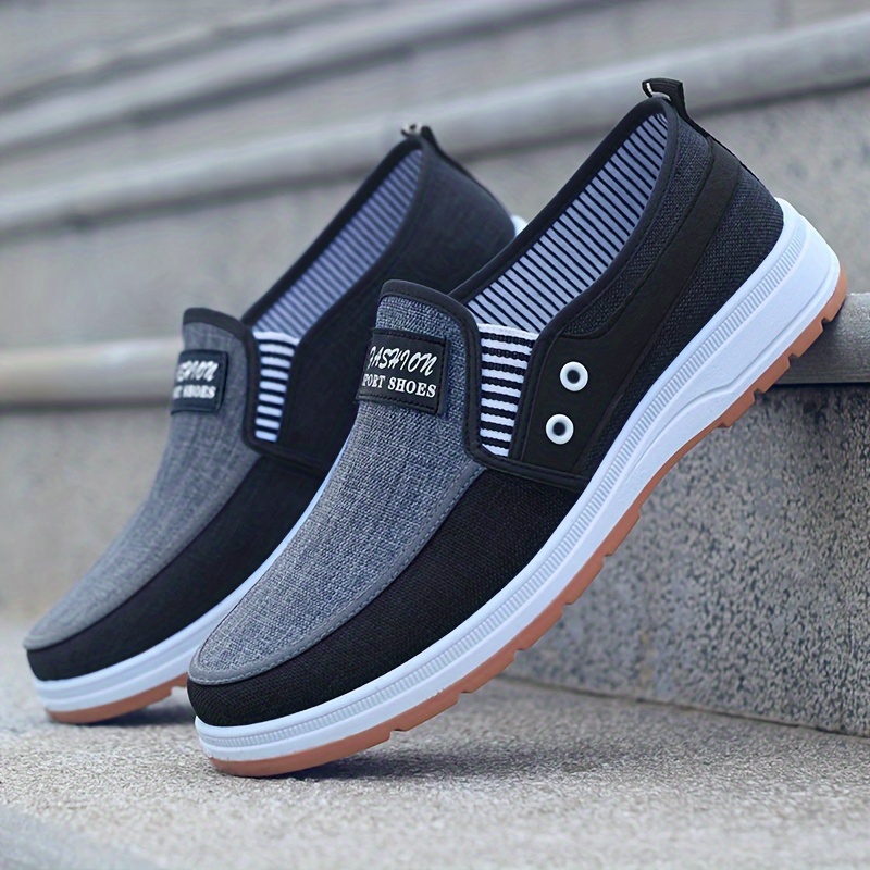 Men’s Casual Low Top Slip On Canvas Shoes, Lightweight Breathable Walking Shoes For All Seasons