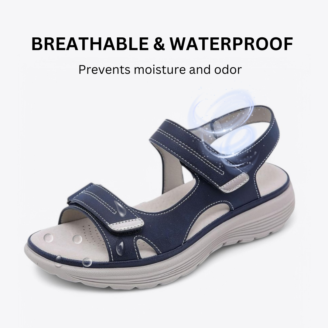 CMF Women Orthopedic Sandals Breathable Arch-support Waterproof Leather Summer Velcro